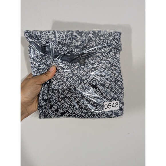 Lucky Brand Womens Navy Paisley Print 3/4 Sleeve Top Sz 1X Casual Mature Boho - Picture 7 of 7